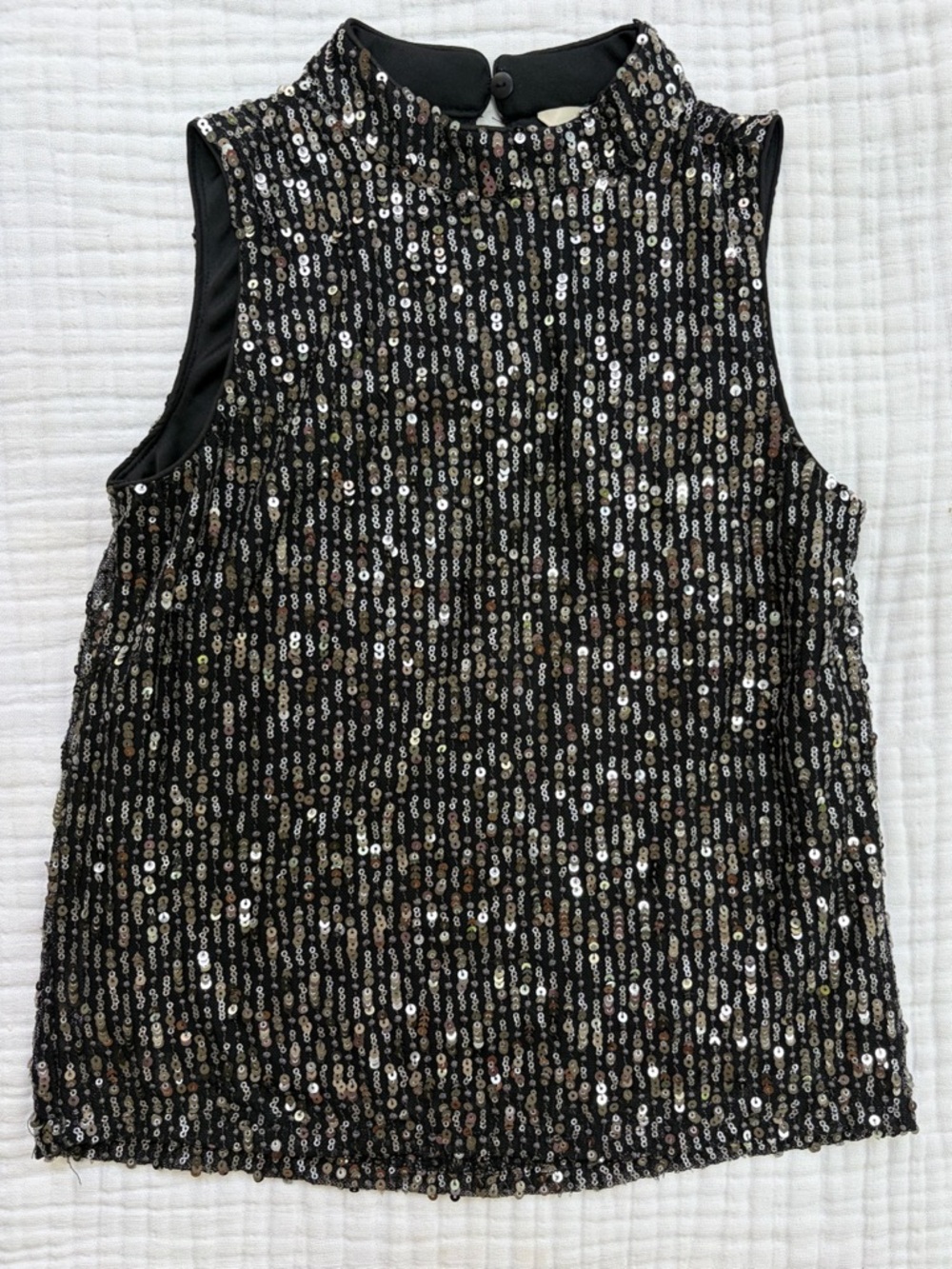 Style by AND Black Sequin Top NWT XS Sleeveless Party Holiday Glam